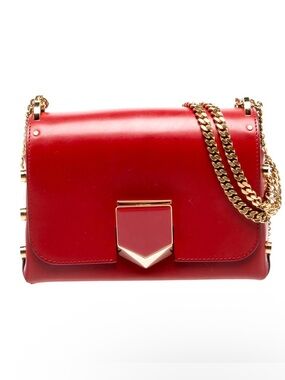 JimmyChoo Red Leather Chain Shoulder Bag